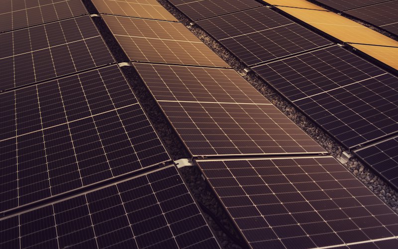 Photovoltaikmodule im warmen Abendlicht